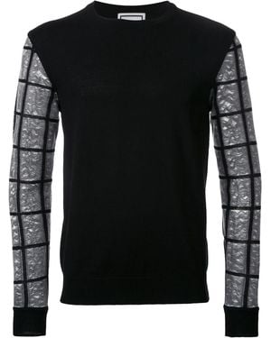 WOOYOUNGMI Checked Sleeve Jumper - Black