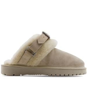 Burberry シアリング スエードミュール - ナチュラル