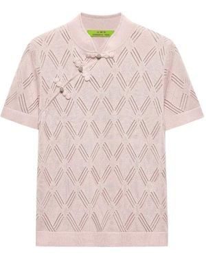 Shanghai Tang Qipao Openwork-Knit Top - Pink