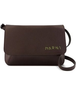 Marni Logo-Embroidered Cross Body Bag - Brown