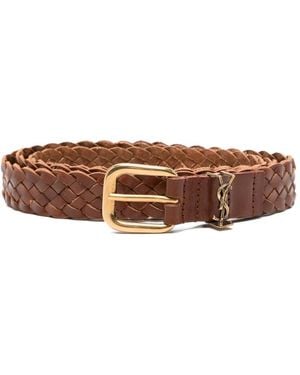 Saint Laurent Gevlochten Gespriem - Bruin