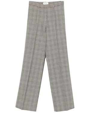 A.M.G Checked-Pattern Pleated Trousers - Grey