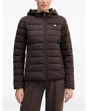 Guess Quilted Hooded Jacket - Black