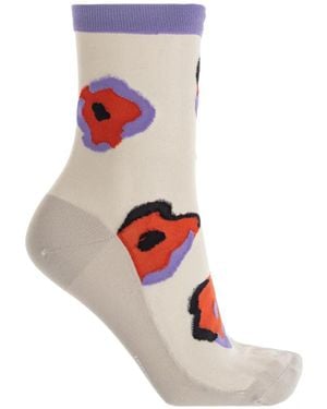 Issey Miyake Verve Floral-Print Socks - White