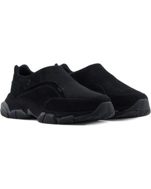 Giorgio Armani Suede Slip-On Trainers - Black
