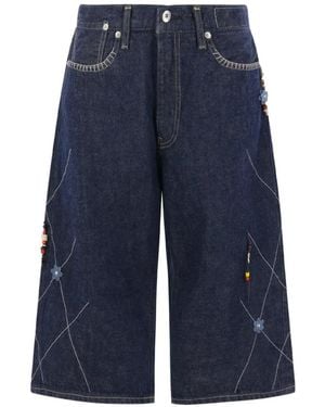 Kuro Bead-Embellished Bermuda Shorts - Blue