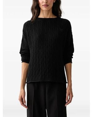 DKNY Cable-Knit Logo-Patch Sweater - Black