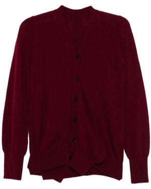 Yohji Yamamoto Cárdigan con cuello en V - Rojo