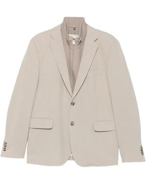 Manuel Ritz Stretch Flannel-Bib Blazer - Natural