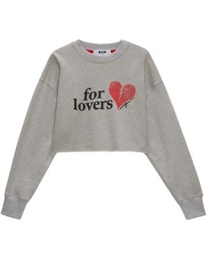 MSGM Sweat Crop À Motif Cœur - Grey