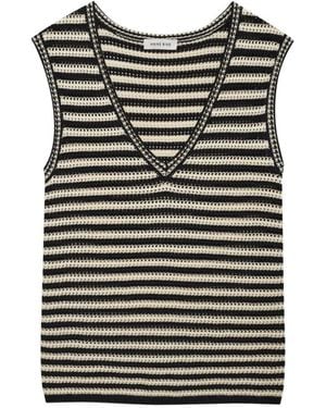 Anine Bing Lowen Striped V-Neck Vest - Black