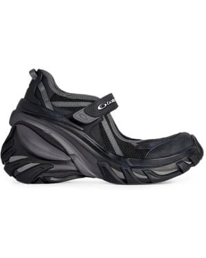 Balenciaga Hydra Touch-Strap Mesh Mary Jane Trainers - Black