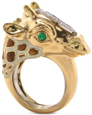 David Webb Emerald And Diamond Ring - Metallic