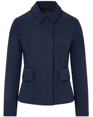 Peuterey Xila Quilted-Panel Flap-Pocket Jacket - Blue