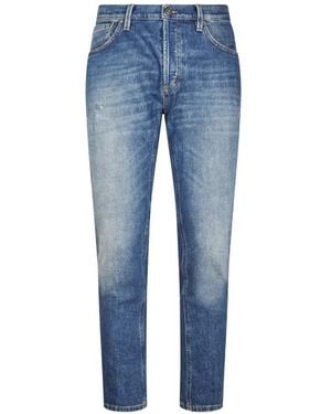 Dondup Faded-Effect Logo-Patch Jeans - Blue