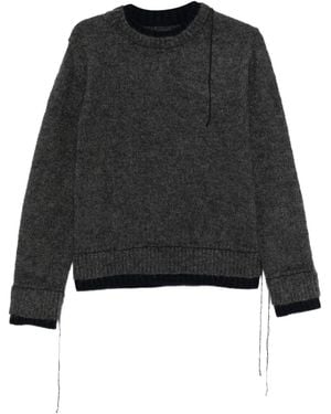 Sacai Double-Layered Frayed-Edge Jumper - Black
