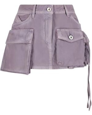 The Attico Cargo-Pocket Cotton Miniskirt - Purple