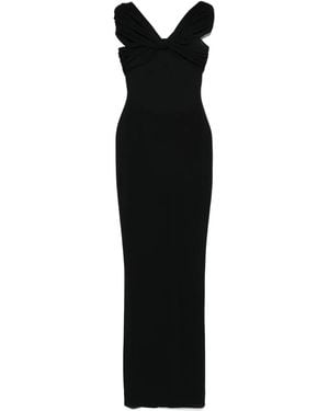 Monot Off-Shoulder Doorzichtige Maxi-Jurk - Zwart