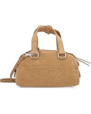 DIESEL 1Dr Dome-Suede Small Bowling Bag - Natural