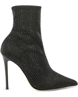 Ninalilou Bottes Pointues À Ornements En Cristal 105 Mm - Noir