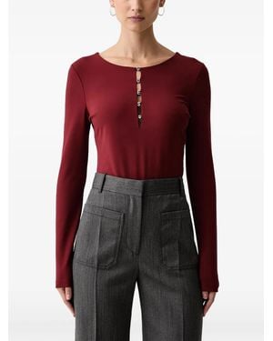 Guess Zanita Logo-Embellished Cutout Bodysuit - Red