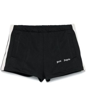 Palm Angels Logo-Print Track Shorts - Black