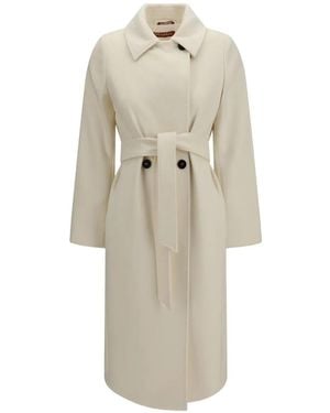Max Mara Belted Wool Coat - White