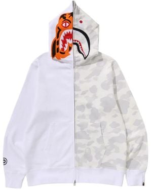 A Bathing Ape Tiger Shark Zip-Up Hoodie - White