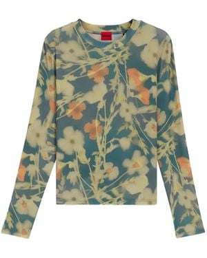 HUGO Top con motivo floral - Verde