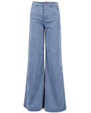 Ermanno Scervino Corduroy-Effect Wide-Leg Pants - Blue