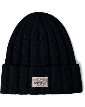 Stussy Logo-Appliqué Beanie Hat - Black