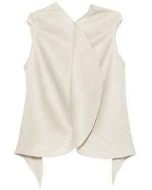 Homme Plissé Issey Miyake Plissé-Effect Sleeveless Blouse - White