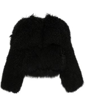 The Attico Shearling Textured Jacket - Black