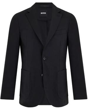 BOSS Single-Breasted Patch-Pocket Blazer - Blue