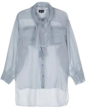 Giorgio Armani Organza-Hemd Mit Schaldetail - Blau
