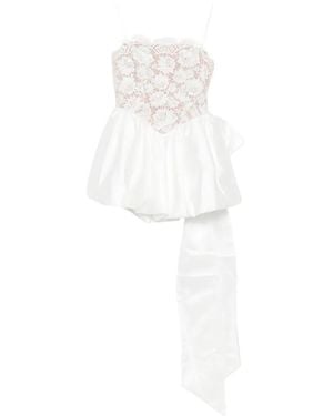 Self-Portrait Lace-Bodice Bow-Detail Dress - White