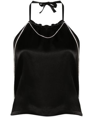 HAMOULET Layla Crystal-Embellished Satin Top - Black