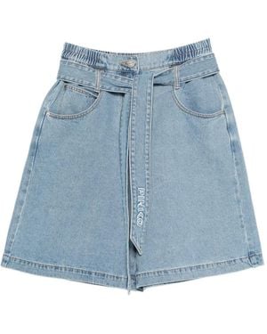 Pinko Denim Shorts With Waist Belt - Blue