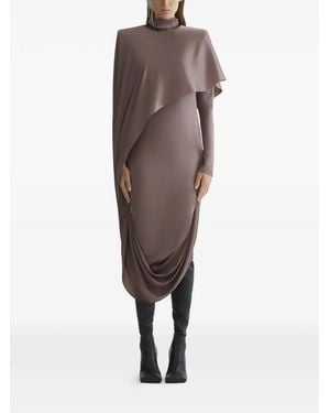 Mugler Draped High-Neck Dress - Brown
