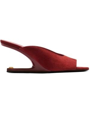 Balmain Suede Mule Sandals - Red