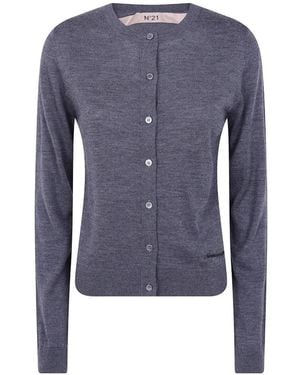 N°21 Button-Fastening Knitted Cardigan - Blue
