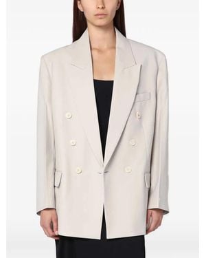 Victoria Beckham Double-Breasted Peak-Lapel Blazer - Natural
