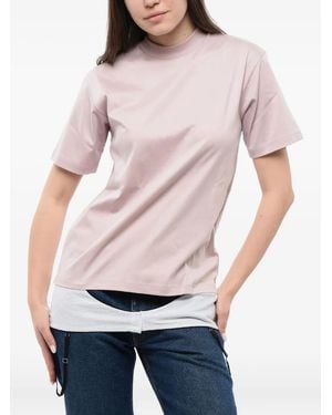 Off-White c/o Virgil Abloh Logo-Embroidered Cotton T-Shirt - Pink