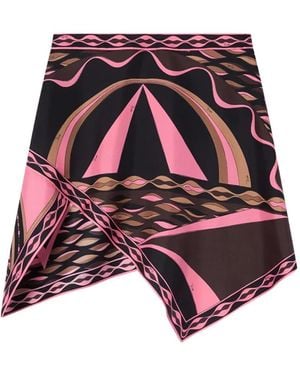 PUCCI Dune-Print Silk Scarf Skirt - Red