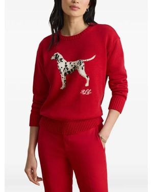 Ralph Lauren Jersey Riednee Con Perro En Intarsia - Rojo