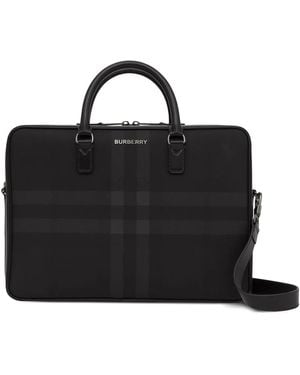Burberry チェック ビジネスバッグ - ブラック