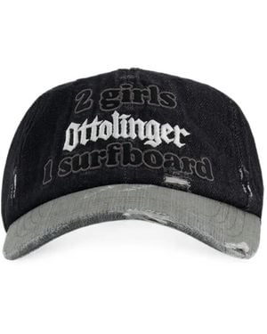 OTTOLINGER Distressed Slogan-Print Baseball Cap - Black