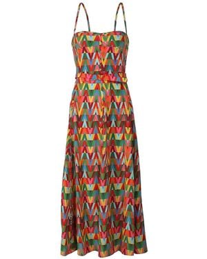 Valentino Garavani Geometric Belted Midi Dress - White