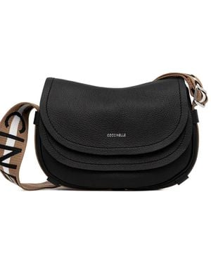Coccinelle Curved Logo Strap Cross Body Bag - Nero