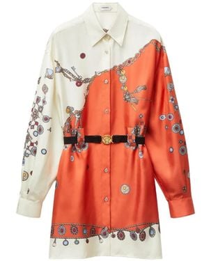 Versace Robe-Chemise Imprimée En Sergé De Soie - Red